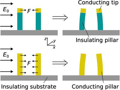 Modeling the Electrostatic Actuation of Nanomechanical Pillar Dimers